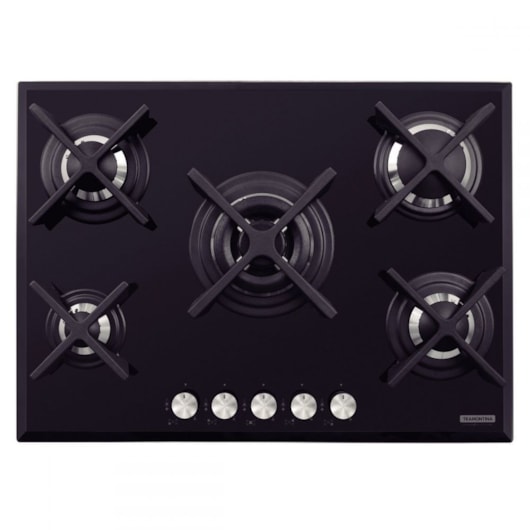 Cooktop a Gás Penta Glass Flat em Vidro Temperado e Trempes em Ferro Fundido com Acendimento Automático 5 Queimadores Tramontina Design Collection - Imagem principal - 01c1dc51-9550-4408-a91b-140c38abe08e