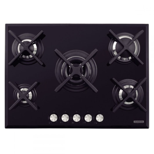 Cooktop a Gás Penta Glass Flat em Vidro Temperado e Trempes em Ferro Fundido com Acendimento Automático 5 Queimadores Tramontina Design Collection - Imagem principal - b69643ba-2ee8-4fbc-b35f-0f9423a0b52a