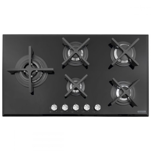 Cooktop a Gás Penta Glass Flat em Vidro Temperado e Trempes em Ferro Fundido com Acendimento Automático 5 Queimadores Tramontina Design Collection - Imagem principal - 9a84c3e5-3da1-4389-99b7-d4615a26b5c4