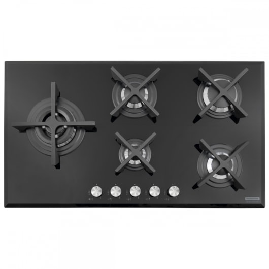 Cooktop a Gás Penta Glass Flat em Vidro Temperado e Trempes em Ferro Fundido com Acendimento Automático 5 Queimadores Tramontina Design Collection - Imagem principal - 7b609e92-c975-407c-862f-927beeba0248