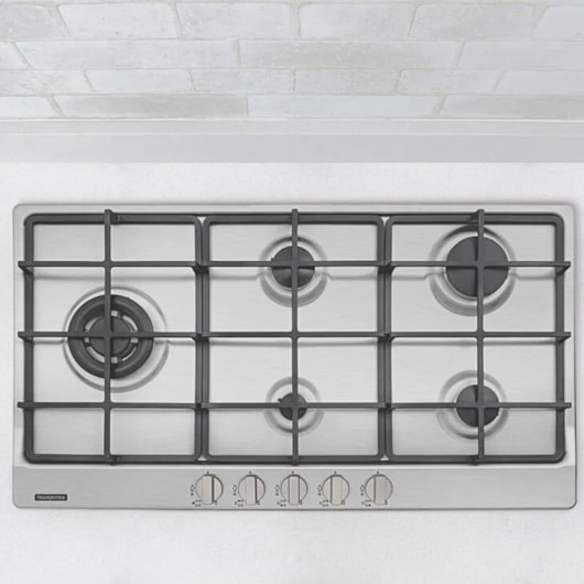 Cooktop A Gás Penta Plus 5 Bocas Inox e Ferro Fundido Tramontina - Imagem principal - ac8266ae-8db4-4ed0-a904-e04a9a130fca