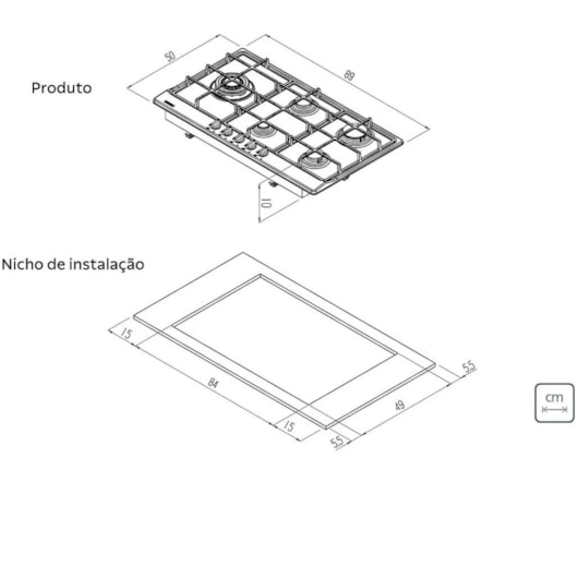 Cooktop A Gás Penta Plus 5 Bocas Inox e Ferro Fundido Tramontina - Imagem principal - a5444547-6b41-4a40-9b51-e8fe9669a55e