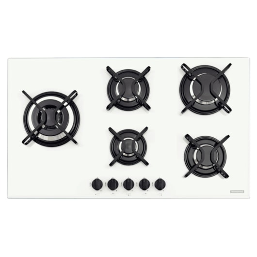 Cooktop a Gás Penta Side Plus em Vidro Temperado Branco com Trempes em Aço Carbono e Acendimento superautomático e 5 Bocas Tramontina - Imagem principal - ae18bf51-0256-432d-b54b-940b4ef4a4fb