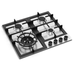 Cooktop A Gás Zurique Aço Inox Debacco 4 Bocas 60cm