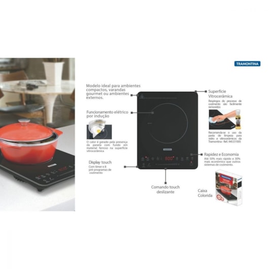 Cooktop Portátil Por Indução Slim Touch Tramontina 127v - Imagem principal - eac92104-6cef-4464-92e9-71c955e40fc5