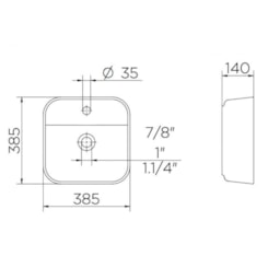 Cuba Apoio Quadrada C/ Mesa 38,5x38,5cm Branco Docol