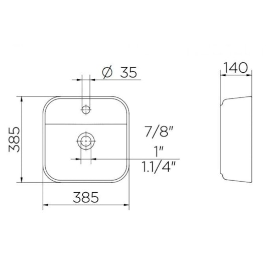 Cuba Apoio Quadrada C/ Mesa 38,5x38,5cm Branco Docol - Imagem principal - 95cac395-148f-4bbe-9da1-e2e5afc7ce2c