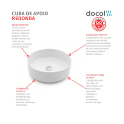 Cuba Apoio Redonda 36x12cm Branco Docol