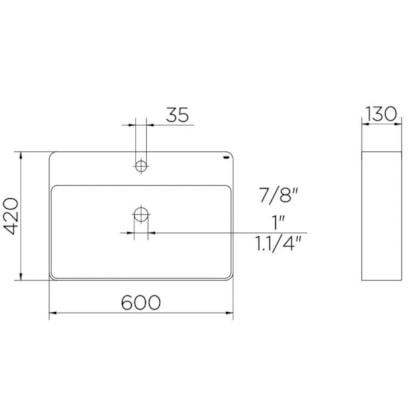 Cuba Apoio Retangular C/ Mesa 60x42cm Branco Docol