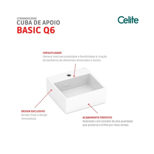 Cuba de Apoio Basic Branco Quadrada Celite 35cm - Imagem principal - 01192351-c4cd-4e56-85bf-d0b2a391ccce