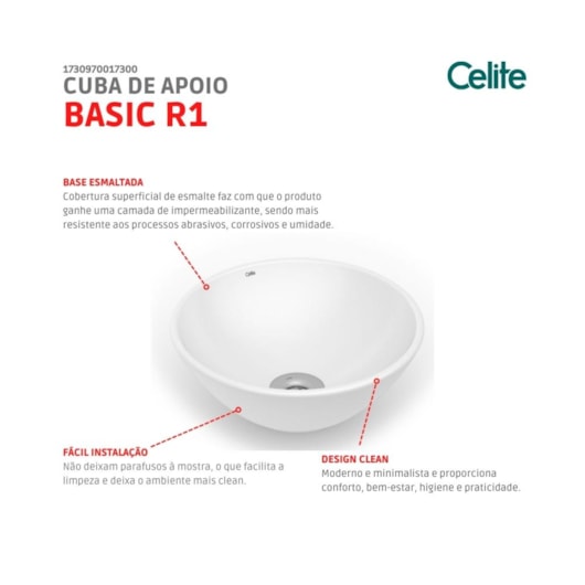 Cuba de Apoio Celite Basic Redonda Sem Mesa R1 35 Cm - Imagem principal - 24182d89-125a-4eec-b9ce-28a4c51deb33