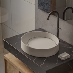 Cuba de Apoio Oval Design D5 Stone Celite 45x40cm