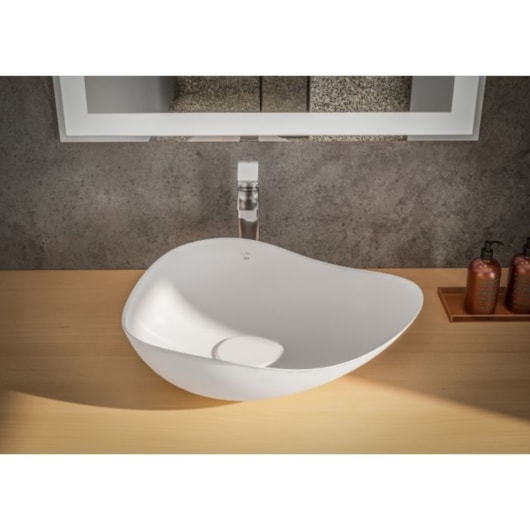 Cuba De Apoio Oval Ruy Ohtake 54X37,5Cm Branco Matte Roca - Imagem principal - b65d2850-27a7-478e-b8ca-f308a1f0a48d