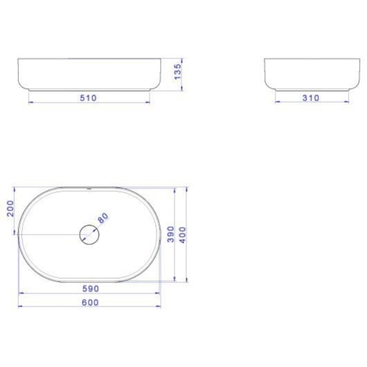 Cuba De Apoio Oval Slim Branco Deca 60 cm - Imagem principal - 5ea275df-476d-468e-9868-5eeda1fdbf72