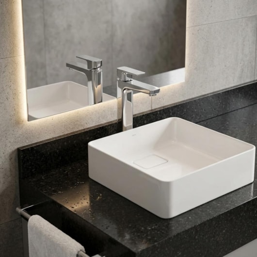 Cuba De Apoio Quadrada Borda Fina Flow Branco Docol 40x40x12,5cm - Imagem principal - 796905a6-a402-49bb-9fa6-647387f2ec82