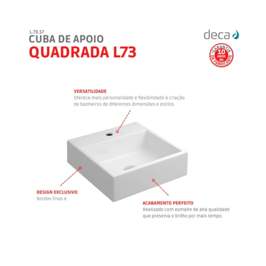 Cuba De Apoio Quadrada Com Mesa Branco Deca 41cm - Imagem principal - e5a34db2-1975-4305-9393-4ee5bcfb09da