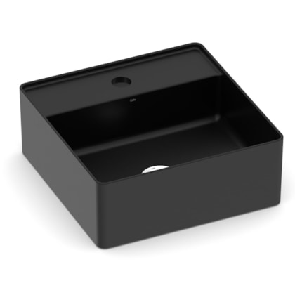 Cuba De Apoio Quadrada Com Mesa Design D3 35x35cm Matte Black Celite