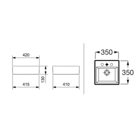 Cuba de Apoio Quadrada com Mesa Optica CQ42 42x42cm Branco Roca - Imagem principal - eaf70da3-0a1a-42a0-a8b6-345af551a0ba