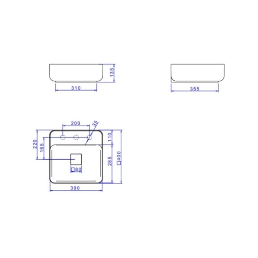 Cuba De Apoio Quadrada Com Mesa Slim Ébano Fosco Deca 40 cm - Imagem principal - fcd4a466-9f9d-4e13-a150-693b3301dc64