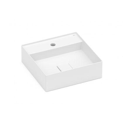 Cuba de Apoio Quadrada Com Mesa Terra T9 Branco Matte Roca 40x40cm