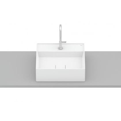 Cuba de Apoio Quadrada Com Mesa Terra T9 Branco Matte Roca 40x40cm