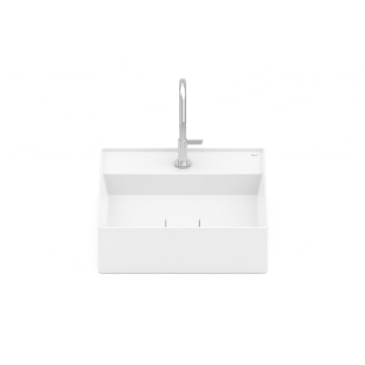 Cuba de Apoio Quadrada Com Mesa Terra T9 Branco Matte Roca 40x40cm - Imagem principal - 54e72781-74f7-4b9a-bc92-a9b7ef42bfe8