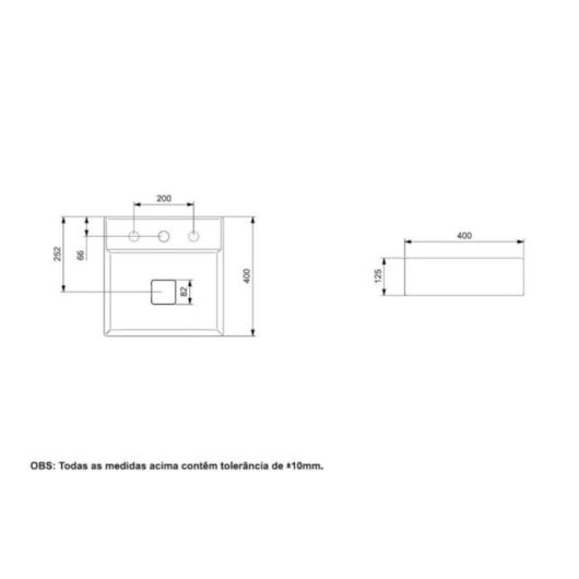 Cuba de Apoio Quadrada Com Mesa Terra T9 Branco Roca 40x40cm - Imagem principal - 2923c75e-f785-4bf7-8b8d-dd8be05651f4