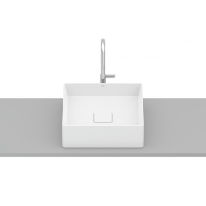 Cuba de Apoio Quadrada Sem Mesa Terra T4 Branco Matte Roca 35x35cm