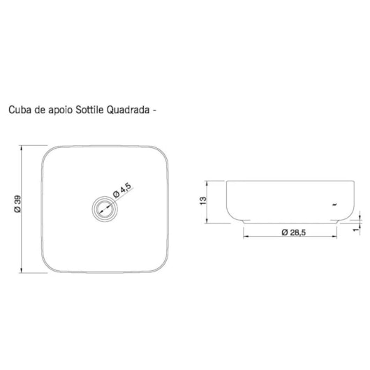 Cuba De Apoio Quadrada Sottile Nero Japi - Imagem principal - e854eac4-0097-4654-97a9-b9ec20524c12