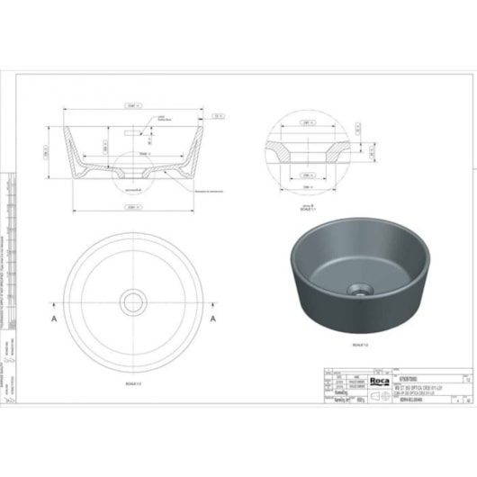 Cuba de Apoio Redonda Sem Mesa Optica CR35 35cm Matte Black Roca - Imagem principal - 9c3e5756-36be-4d2f-aa31-d1a874a26fef