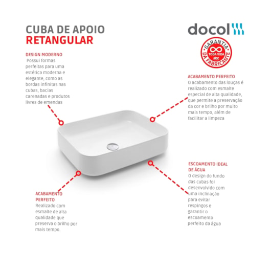 Cuba De Apoio Retangular 50x40cm Branco Docol - Imagem principal - 882aa5ab-a813-4ace-b32f-bed9f003ba11