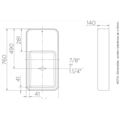Cuba De Apoio Retangular Branco Frame 76x40x14cm Docol