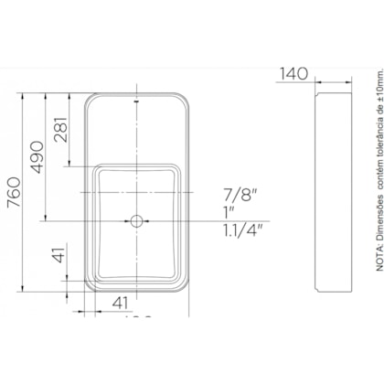 Cuba De Apoio Retangular Branco Frame 76x40x14cm Docol