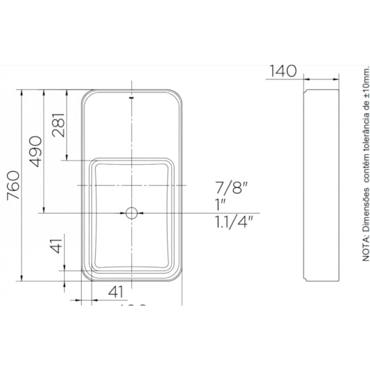 Cuba De Apoio Retangular Branco Frame 76x40x14cm Docol - Imagem principal - ae5da831-6110-469e-aa99-1a9c845ee570