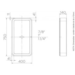 Cuba De Apoio Retangular Branco Frame 76x40x14cm Docol