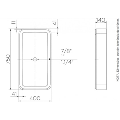 Cuba De Apoio Retangular Branco Frame 76x40x14cm Docol