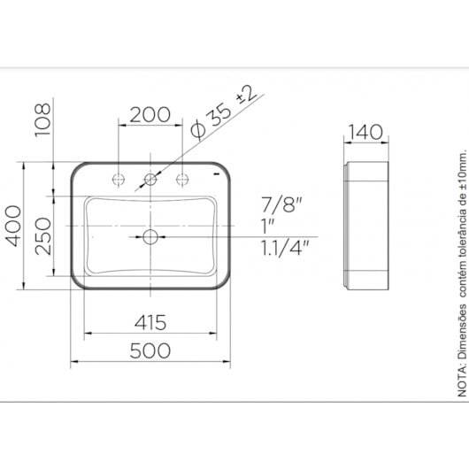 Cuba De Apoio Retangular Com Mesa Branco Frame 50x40x14cm Docol - Imagem principal - 0e89f34a-40ef-4892-92b0-07733f956a43