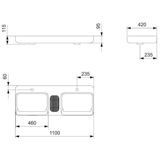 Cuba de Apoio Retangular com Mesa e Válvula Oculta 7/8 Infinity 110x42cm Café Roca - Imagem principal - cf8d0520-0341-469e-9c3c-bf546ee21f88