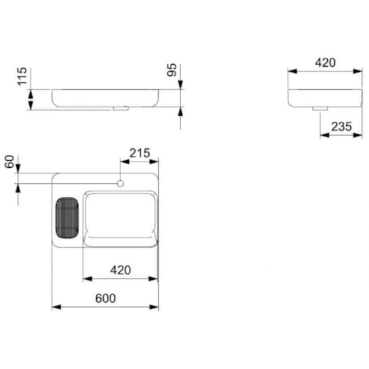 Cuba de Apoio Retangular com Mesa e Válvula Oculta 7/8 Infinity 60x42cm Beige Roca - Imagem principal - 788963d4-dfba-43b0-acb4-eeb144872ba6