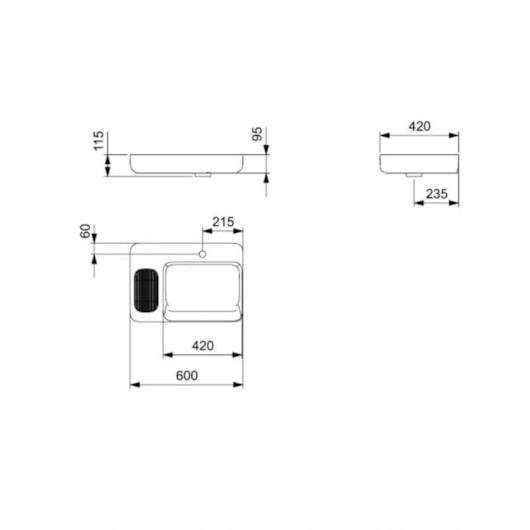 Cuba de Apoio Retangular com Mesa e Válvula Oculta 7/8 Infinity 60x42cm Branco Roca - Imagem principal - 3f72ae92-3a15-4ee8-836c-77e5be980b22