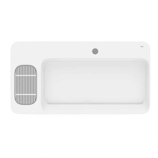 Cuba de Apoio Retangular com Mesa e Válvula Oculta 7/8 Infinity 80x42cm Branco Matte Roca - Imagem principal - ee512d70-28db-4b78-9e60-8a035b8bd241
