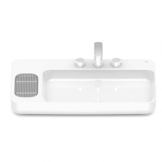 Cuba de Apoio Retangular com Mesa e Válvula Oculta 7/8 Infinity 80x42cm Branco Roca - Imagem principal - 70b6778e-dbe6-4933-9c6a-093602ae6172