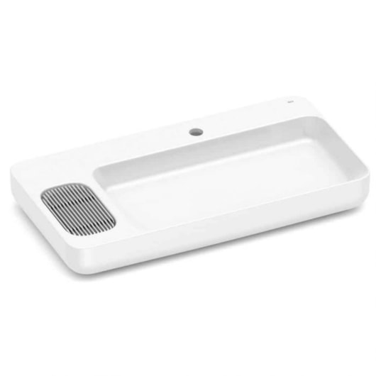 Cuba de Apoio Retangular com Mesa e Válvula Oculta 7/8 Infinity 80x42cm Branco Roca - Imagem principal - 253a1ac4-98dd-47b1-af52-74747ee30376
