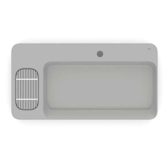 Cuba de Apoio Retangular com Mesa e Válvula Oculta 7/8 Infinity 80x42cm Stone Roca - Imagem principal - 420228b8-e4ad-4ba0-853d-65d233249ede