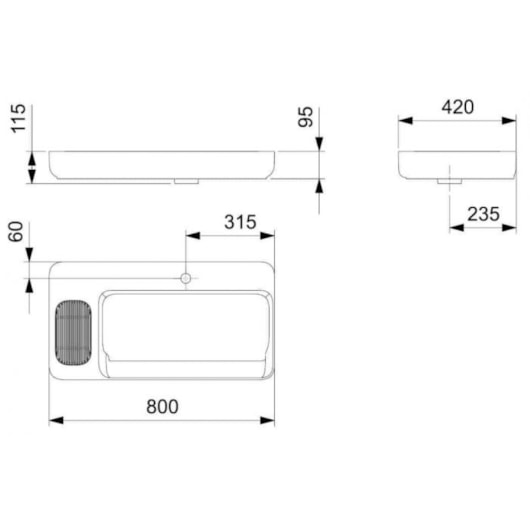 Cuba de Apoio Retangular com Mesa e Válvula Oculta 7/8 Infinity 80x42cm Stone Roca - Imagem principal - 613c32ac-b16a-4467-bfff-9db7cb80fdc4