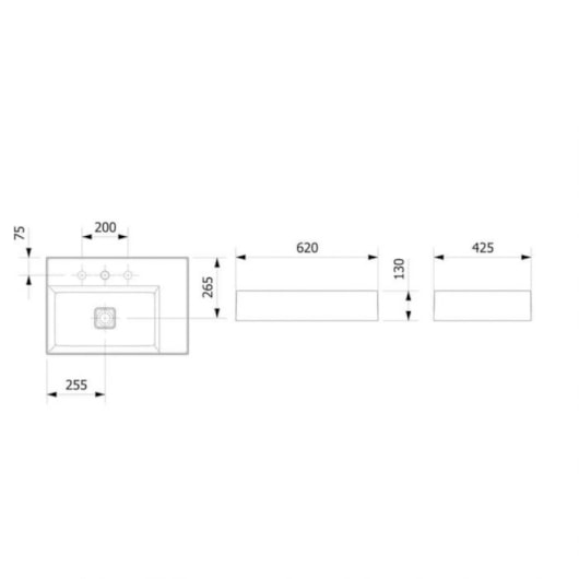 Cuba de Apoio Retangular Com Mesa Platinum P8 60x42cm Branco Incepa - Imagem principal - 914b8fca-db4a-41cb-83ef-8855c9f29003