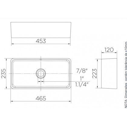 Cuba de Apoio Retangular Luxo Branco Docol 46,5x23,5x12cm