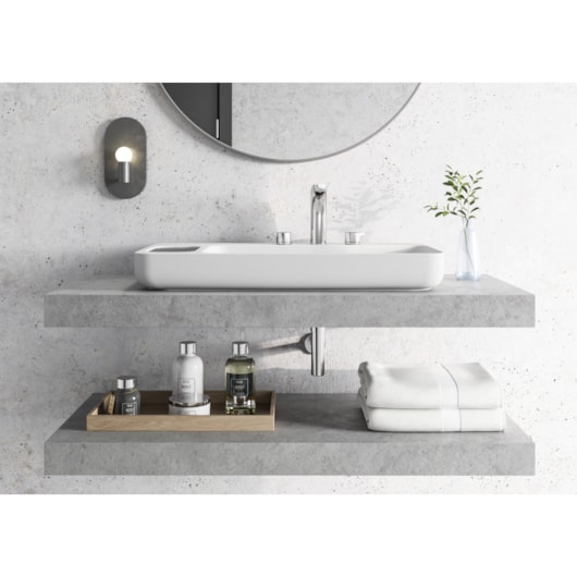 Cuba de Apoio Retangular Sem Saboneteira com Mesa e Válvula Oculta 7/8 Infinity Branco Roca 80x42cm - Imagem principal - be97eefa-ed7b-4538-853b-255b11851eea