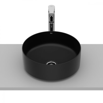 Cuba De Apoio Válvula 7/8 Round Inspira Matte Black Roca 37x37cm