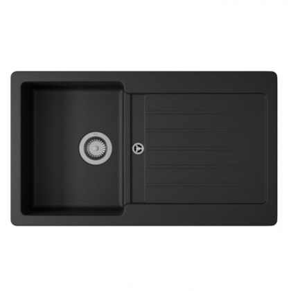 Cuba De Cozinha Quartzo Com Válvula Black Deca 86x50x20,7cm